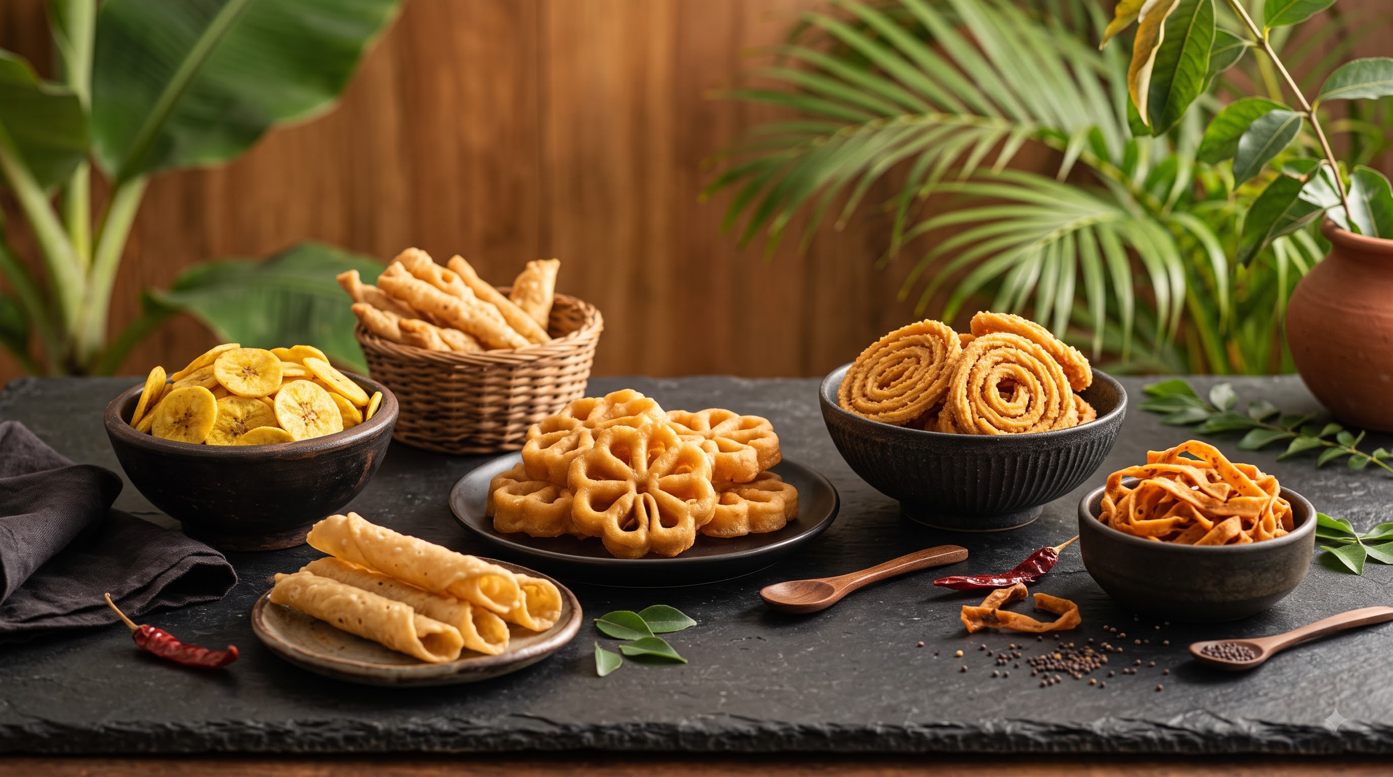 Crunchy Kerala snack table